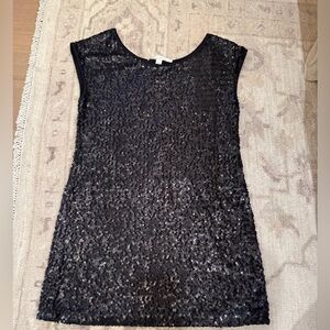 Lauren Conrad Black Sequin Shift Cocktail Dress or Tunic NYE Fun Comfy too